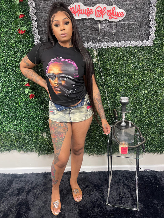 Denim Skort w/ Pink Belt