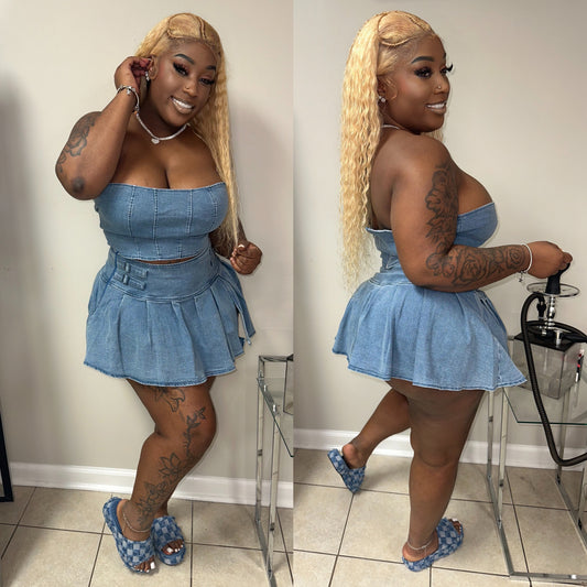 Denim Skirt Set